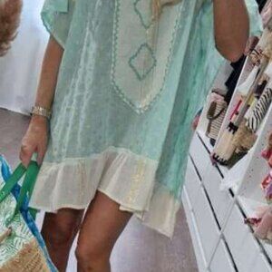 IBIZAMODE KAFTAN LIA & MATCHING WRAP - AQUA - SZ S/M - BNWT